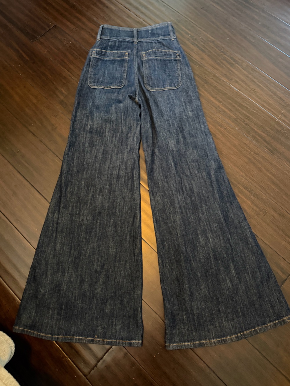 Pilcro Double Waist Wide-Leg High-Rise Dark Blue Trouser Jeans 25 - Picture 4 of 8